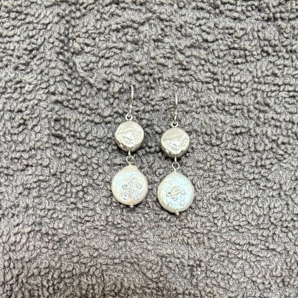 Silpada Jewelry - Silpada "Bold As Ice" Earrings Sterling Silver, Swarovski Crystals, Pearl W3191